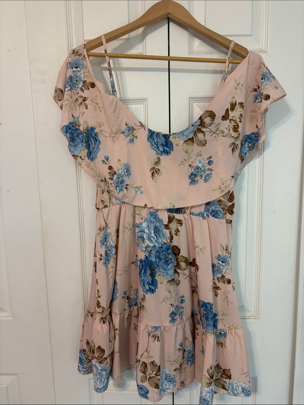 SHIEN Clasi Romantic Flower Off-the-Shoulder Strap Dress-Large